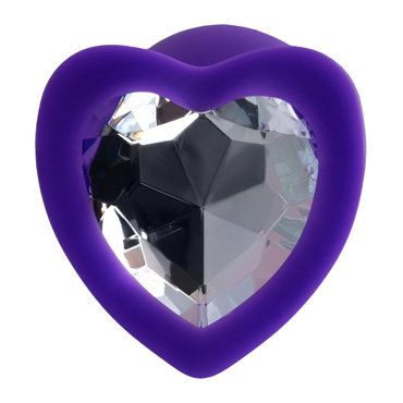 Анальная пробка ToDo by Toyfa Diamond Heart, фиолетовая - Силиконовая, со стразом в основании - купить в секс шопе