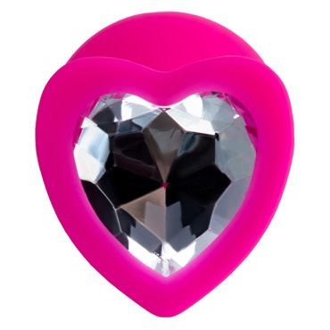 Анальная пробка ToDo by Toyfa Diamond Heart, розовая - Силиконовая, со стразом в основании - купить в секс шопе