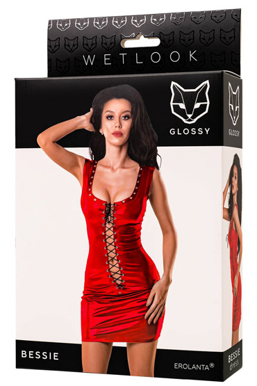 Glossy Bessie, красное, Эротичное платье со шнуровкой и другие товары Erolanta с фото