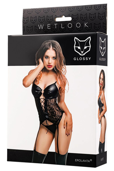 Glossy Miriam, черный, Комплект из топа и трусиков и другие товары Erolanta с фото