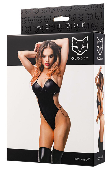 Glossy Reina, черное, Боди с открытой спиной и другие товары Erolanta с фото