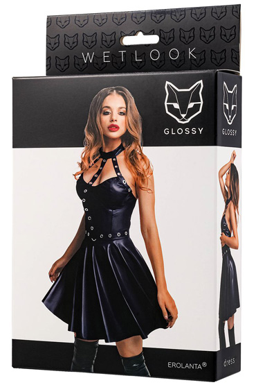 Glossy Marisa, черное, Платье из материала Wetlook и другие товары Erolanta с фото