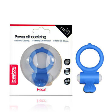 LoveToy Power Heart Clit Cockring, голубое