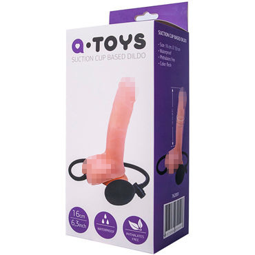 Toyfa A-toys Suction Cup Based Dildo, телесный, Фаллоимитатор с грушей и другие товары ToyFa с фото