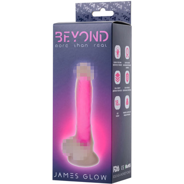 Toyfa Beyond James Glow, прозрачно-розовый, Светящийся в темноте фаллоимитатор и другие товары ToyFa с фото