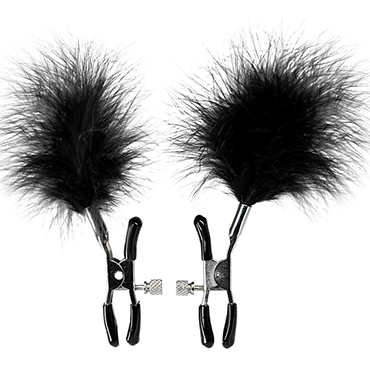 ToyFa Theatre Nipple Clamps with Feather, черные - фото, отзывы