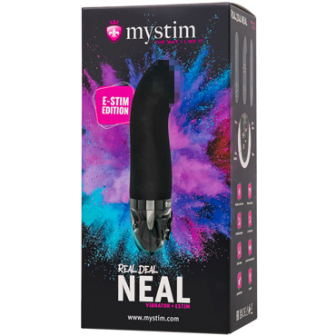 Mystim Real Deal Neal, черный, Вибратор с реалистичной головкой и электростимуляцией и другие товары Mystim с фото