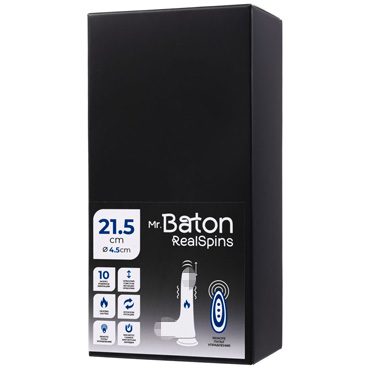 Вибратор-ротатор RealMotion Mr.Baton, 21,5 см - Реалистичный, на присоске, с пультом - купить в секс шопе