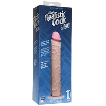 Doc Johnson Vac-U-Lock The Realistic Cock Without Balls 25 см, телесный - Реалистичный фаллоимитатор-насадка к трусикам - купить в секс шопе