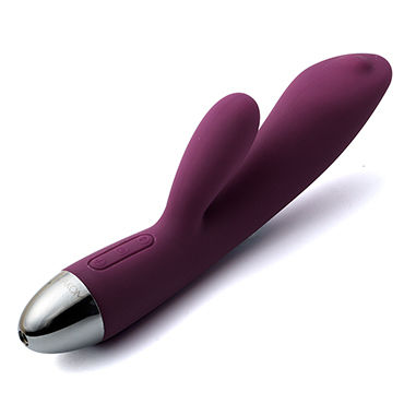 Svakom Trysta, фиолетовый - Перезаряжаемый вибратор с подвижной головкой и стимуляцией клитора - купить в секс шопе