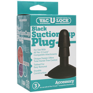Doc Johnson Vac-U-Lock Suction Cup Plug, черный - Штырек для насадок - купить в секс шопе