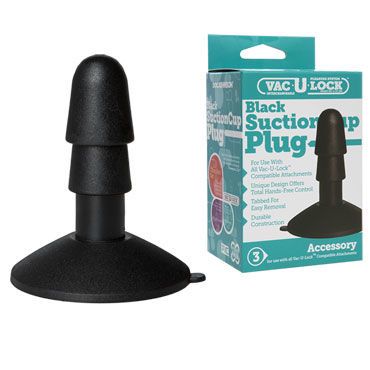 Doc Johnson Vac-U-Lock Suction Cup Plug, черный, Штырек для насадок