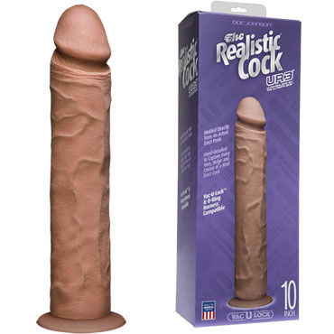 Doc Johnson Vac-U-Lock The Realistic Cock Without Balls 25 см, коричневый - фото, отзывы