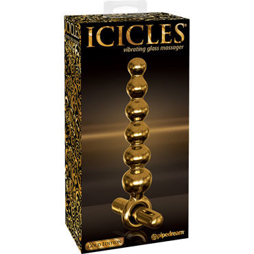 Pipedream Icicles Gold Edition G06, Стеклянный вибромассажер для анальной стимуляции