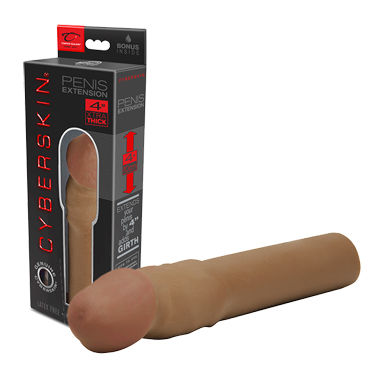 Topco CyberSkin Penis Extension, тёмная, Реалистичная насадка на пенис