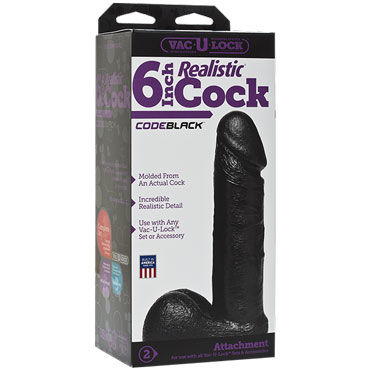 Doc Johnson Vac-U-Lock Realistic Cock 17.5 см, черная - фото, отзывы