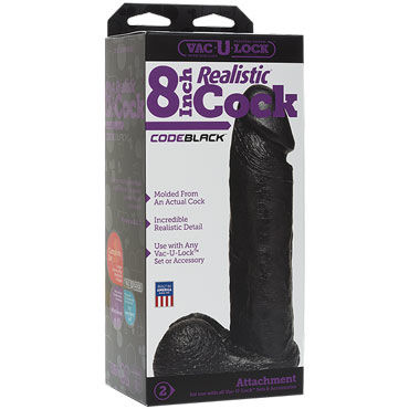 Doc Johnson Vac-U-Lock Realistic Cock 20 см, черная - фото, отзывы