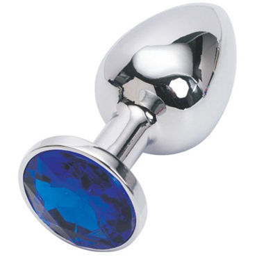 4sexdreaM Пробка металлическая, серебристая, С синим кристаллом