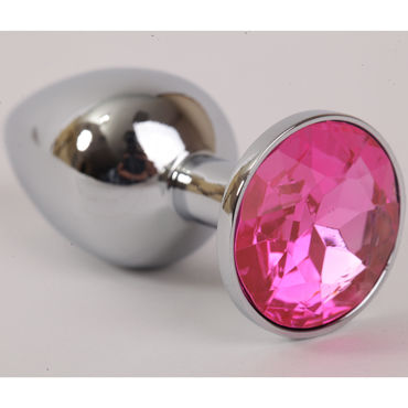 4sexdreaM Пробка металлическая, серебристая, С розовым кристаллом