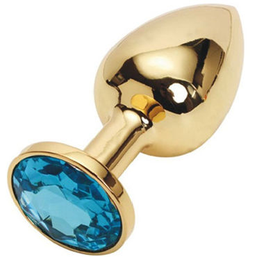4sexdreaM Пробка металлическая, золотая, С голубым кристаллом