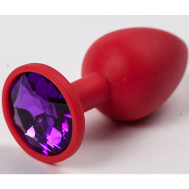 4sexdreaM Пробка силиконовая, красная, С фиолетовым кристаллом