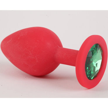 4sexdreaM Пробка силиконовая, красная, С зеленым кристаллом