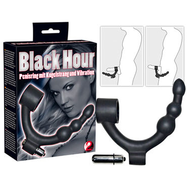 You2Toys Black Hour Penisring, черное, Кольцо с анальным стимулятором