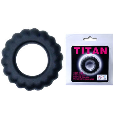 Baile Titan Cock Ring, черное, Эрекционное кольцо с крупными ребрышками