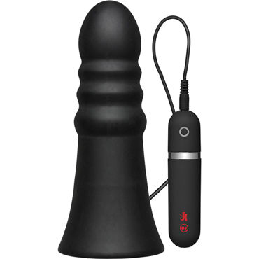 Doc Johnson Kink Vibrating Silicone Butt Plug Ridged, черная - фото, отзывы
