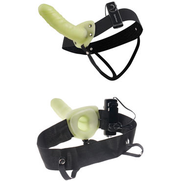 Pipedream For Him or Her Vibrating Hollow Strap-On, лайм - фото, отзывы