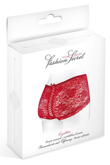 Fashion Secret Cynthia Shorty Open, красные - Трусики-шорты с доступом - купить в секс шопе