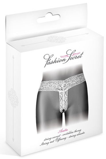 Fashion Secret Anita String Open, белые - Трусики-стринги с доступом - купить в секс шопе