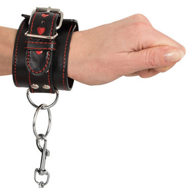 Bad Kitty Handcuffs, черно-красные - Наручники с карабинами - купить в секс шопе
