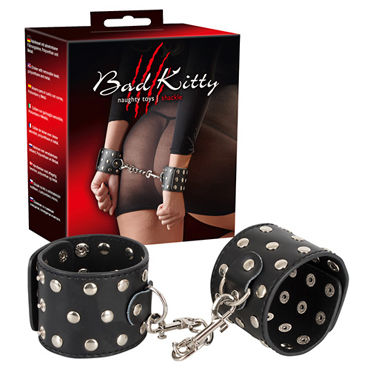 Bad Kitty Handcuffs with Decorative Studs, черные, Наручники декорированные заклепками