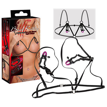 Bad Kitty Bra With Silicone Nipple Clamps, черный