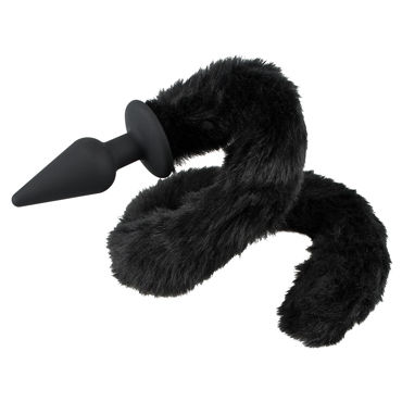 Bad Kitty Plug With Cat Tail, черная, Анальная пробка с хвостом