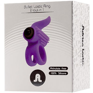 Adrien Lastic Bullet Lastic Ring, фиолетовое, Эрекционное кольцо с клиторальным стимулятором