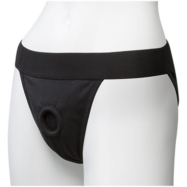 Doc Johnson Vac-U-Lock Panty Harness with Plug, черные - Трусики со штырьком для насадок - купить в секс шопе