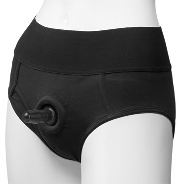 Doc Johnson Vac-U-Lock Panty Harness with Plug Briefs, черные, Трусики-брифы со штырьком для насадок