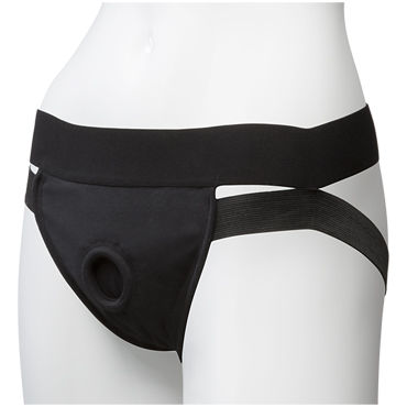 Doc Johnson Vac-U-Lock Panty Harness with Plug Dual Strap, черные - Трусики со штырьком для насадок - купить в секс шопе