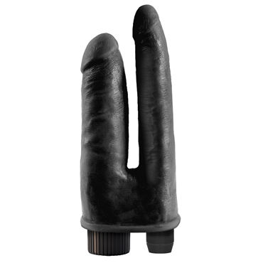 Pipedream Double Vibrating Double Penetrator, черный - Реалистичный двойной вибратор на присоске - купить в секс шопе
