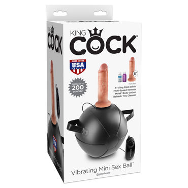 Pipedream Vibrating Mini Sex Ball, черный с телесной насадкой, Мини мяч с вибромассажером и съемной насадкой