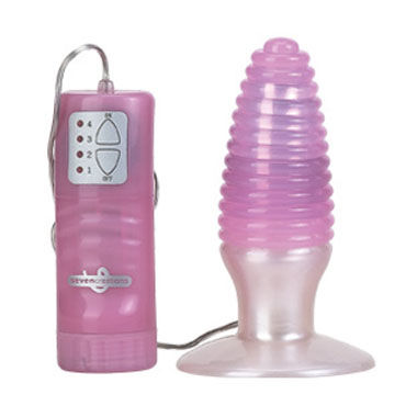 Gopaldas Swirl Top Butt Plug розовый, Анальная пробка с ребристой поверхностью