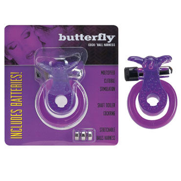 Gopaldas Butterfly Cock Ring фиолетовый, Эрекционное кольцо с вибрацией