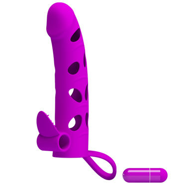 Новинка раздела Секс игрушки - Baile Pretty Love Penis Sleeve With Ball Strap 6", розовая