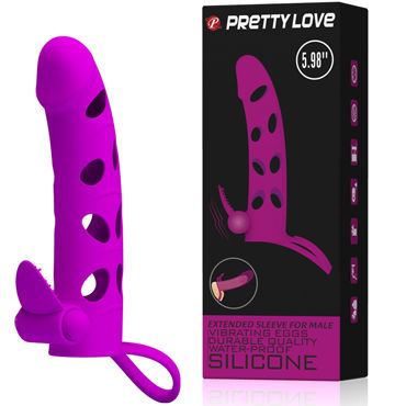 Baile Pretty Love Penis Sleeve With Ball Strap 6", розовая - фото 8