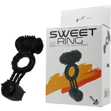 Baile Sweet Vibrating Sweet Ring с виброподвеской, черное, Эрекционное виброкольцо