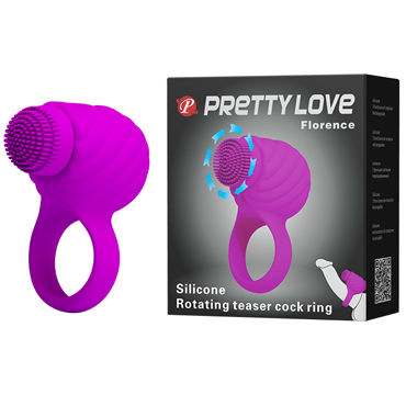 Baile Pretty Love Florence, розовое, Эрекционное кольцо с ротационным стимулятором клитора