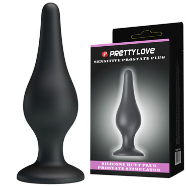 Baile Pretty Love Sensitive Prostate Plug, черная, Анальная пробка на присоске среднего размера