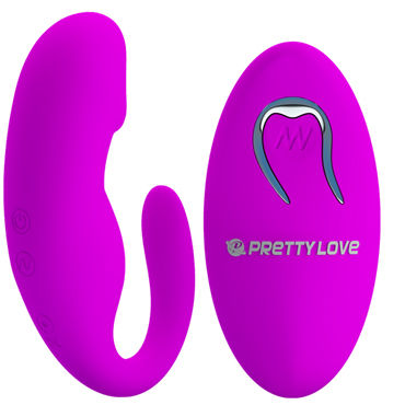 Baile Pretty Love Вибромассажер с реалистичной головкой, фиолетовое - Для пар, с дистанционным управлением - купить в секс шопе